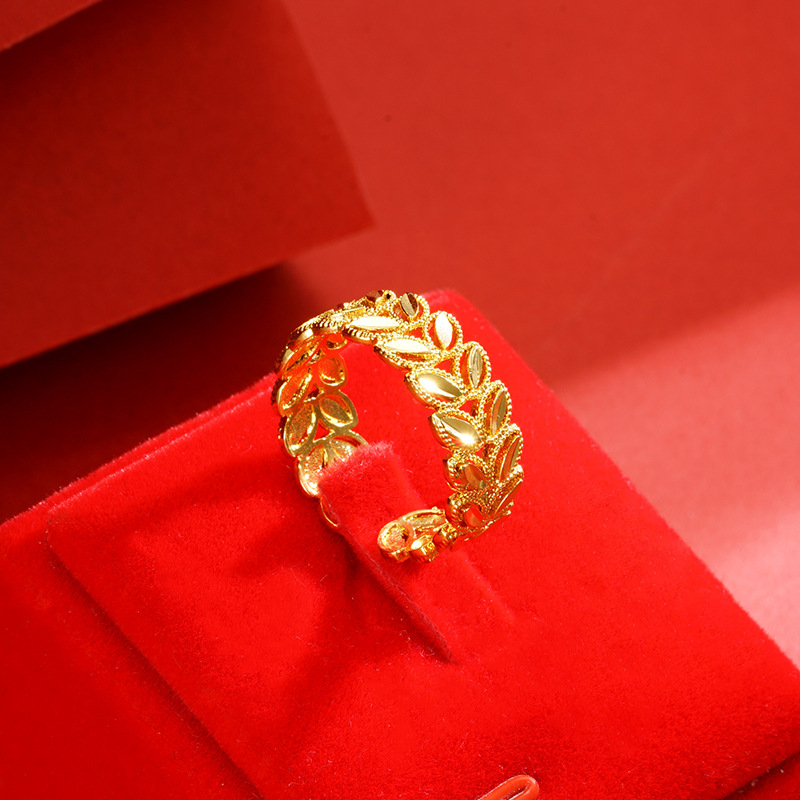Vietnam anillo de oro de las mujeres de largo plazo no se desvanece gran trigo oreja hebilla pulsera de las mujeres hojas de aleación de cobre imitación pulsera de oro