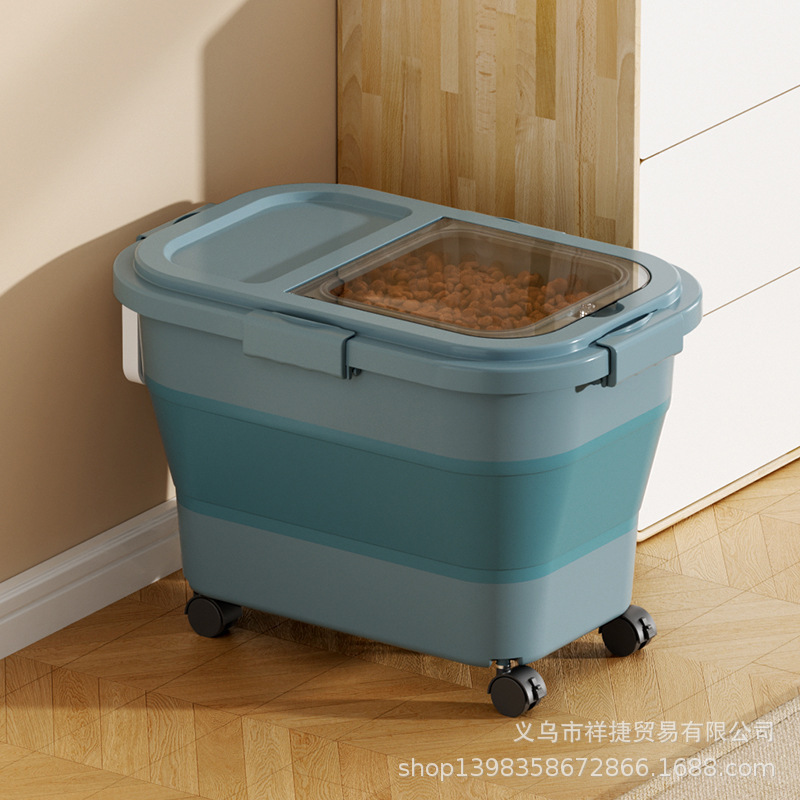 メーカー直送 Amazon 折りたたみ式ドッグフードバケツ キッチン防カビ防湿穀物保存バケツ 米保存バケツ 小麦粉バケツ 米箱|undefined