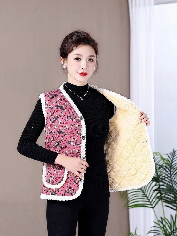 中高年の母親の服、ベルベットのベスト、ノースリーブのベスト、快適で暖かい、新しいスタイルの綿の服、秋と冬の服|undefined