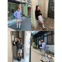 闪光高腰亮面女春半身裙