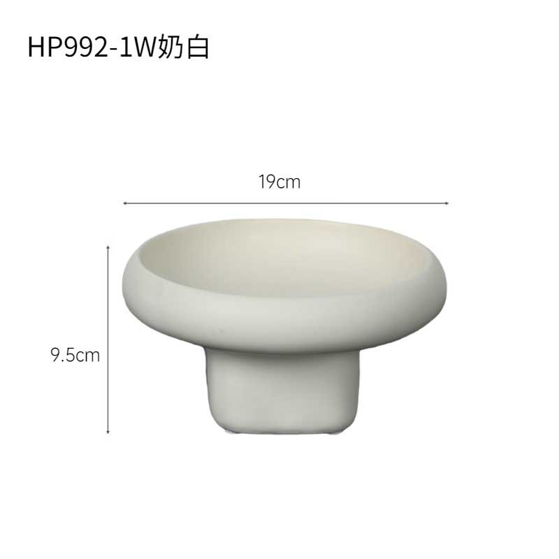 Creativo viento de crema de pie alto bandeja de frutas de cerámica moderna sala de estar decoración suave joyas bandeja de almacenamiento decoración