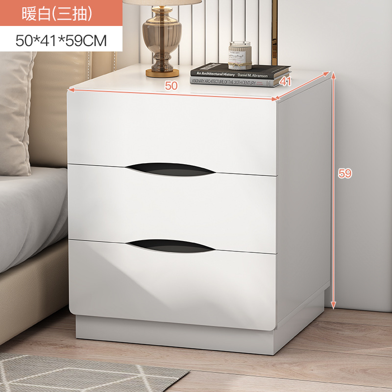 Mesa de noche simple moderno blanco dormitorio gran gabinete de almacenamiento económico simple mesita de noche gabinete rack de almacenamiento