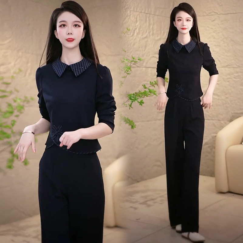 时尚套装女2025秋季新款时髦洋气显瘦长袖上衣阔腿裤气质两件套潮|undefined
