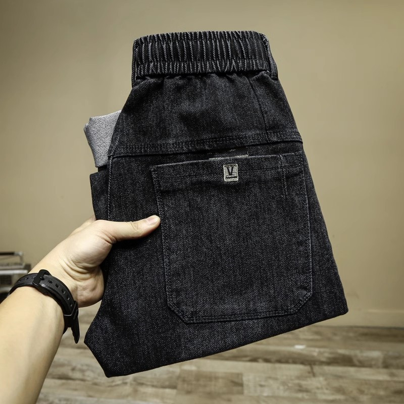 Otoño e Invierno de gama alta suelta estiramiento skinny jeans hombres de moda marca elástico cinturón de hierro-libre casual todo partido harén Pantalones