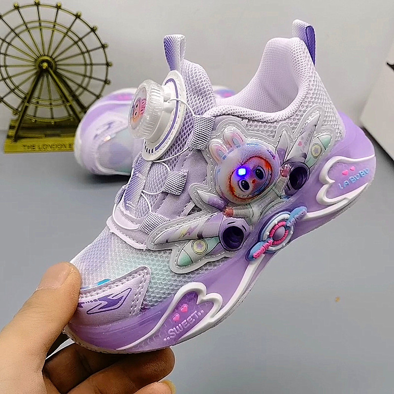 27-32 Tamaño de zapatos deportivos de piel de oso para niños zapatos de correr de primavera zapatos de botón de tela