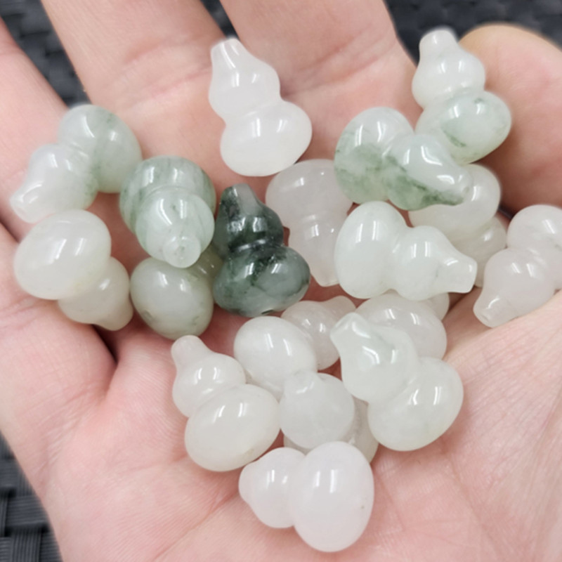 天山翠通孔瓢箪玉散珠青緑漂花立体瓢箪ブレスレットネックレス仏珠アクセサリーアクセサリー珠|undefined