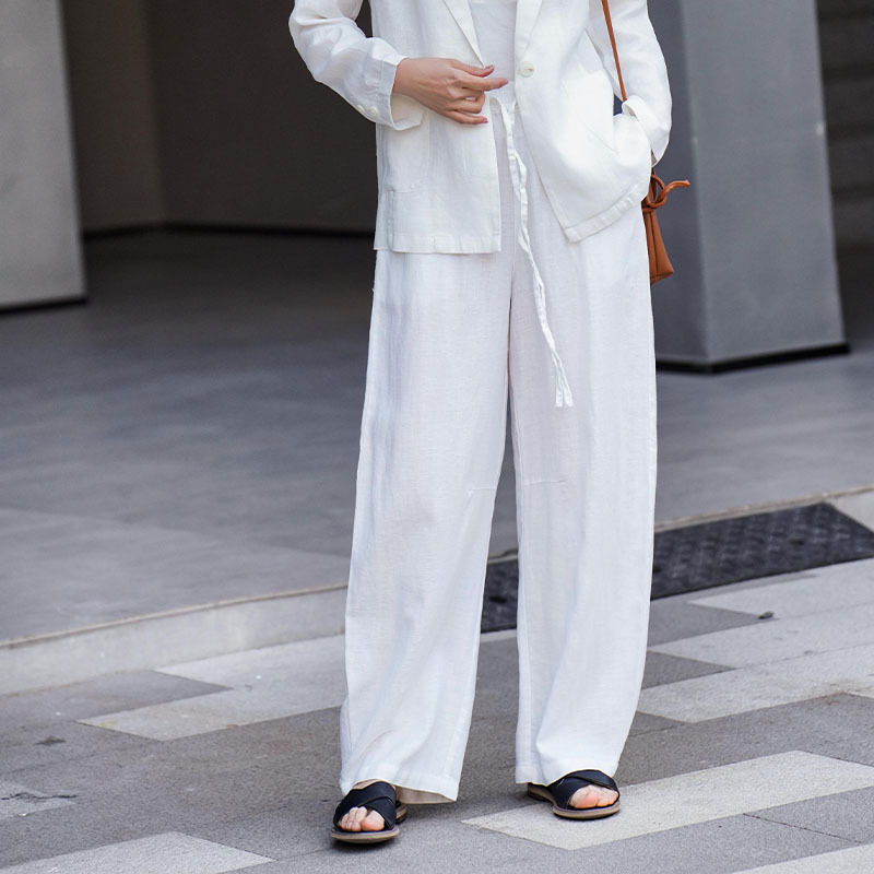 Linen Wide-leg Pants Women's Summer New High Waist Thin Dosing High-end Casual Loose Narrow Straight Pants Women's Pants