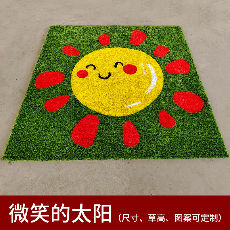 Césped artificial jardín de infantes al aire libre alfombra patrón de dibujos animados personalizado gimnasio escala artificial césped falso