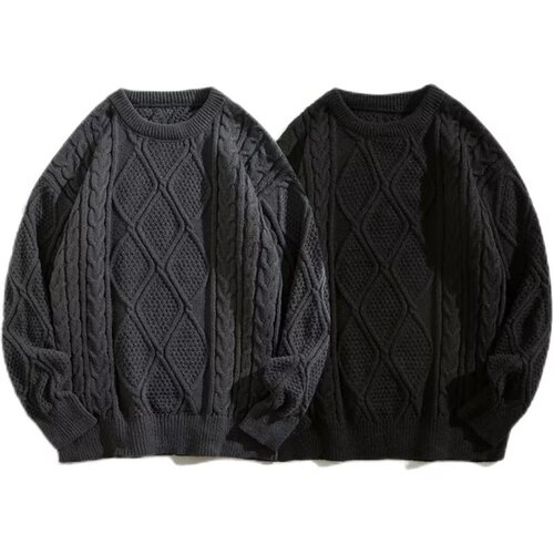 New Autumn/Winter Loose Warm Knit Sweaters for Men and Women, Couples, Cable Knit, Japanese Style, Trendy and Slouchy Linen Clothing