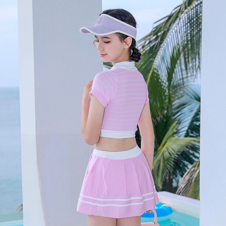 2023 traje de baño para niños nuevos niños niñas medias y grandes niños niñas rayas deportes dividir traje de baño de vacaciones para niñas de dos piezas