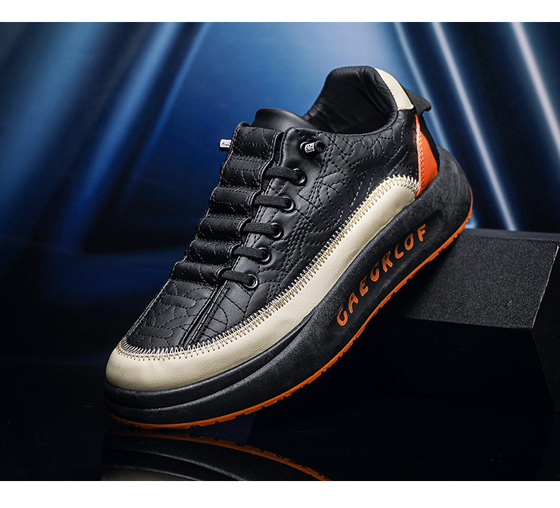 Scarpe in pelle da uomo Scarpe da tennis Scarpe da ginnastica Tessuto Supporto arco sintetico Calzature leggere resistenti allo scivolamento_voghion.com