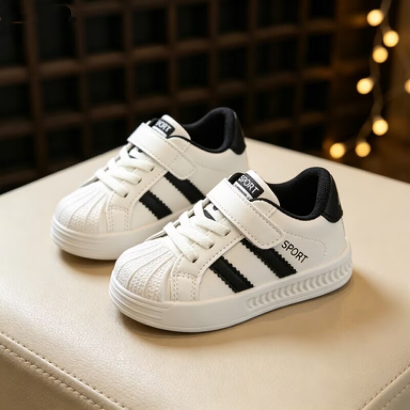 Children's white sneakers with shell toe, sports shoes for boys, 2025 spring and autumn new models, girls' shoes, toddler casual shoes Children's white sneakers with shell toe, sports shoes for boys, 2025 spring and autumn new models, girls' shoes, toddler casual shoes