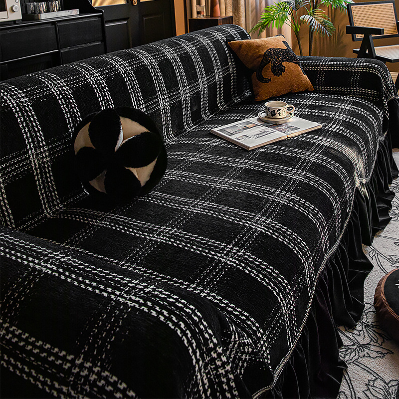Sofá de falda francesa cuatro estaciones generales 2025 nuevo una cubierta completa de alta calidad sofá toalla cojín de verano