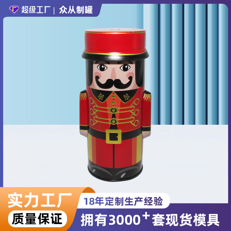 跨境士兵公仔马口铁铁罐圣诞装饰摆件 金属食品密封包装铁罐定制