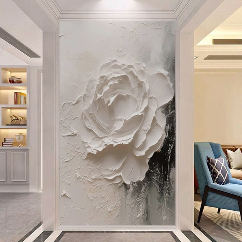 背景壁壁紙 3D 抽象的な立体花玄関装飾絵画モダンなリビングルームの背景壁テクスチャ壁画|undefined