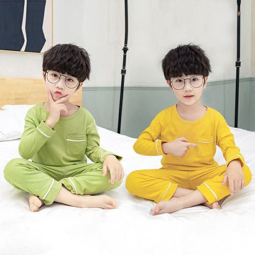 Children's Sleepwear for Spring and Autumn: Boys' Long-Sleeve & Girls' Boys' Mid-to-Large Size Pajama Set for Fall/Winter Home Wear, Also Ideal as Air-Conditioning Clothing