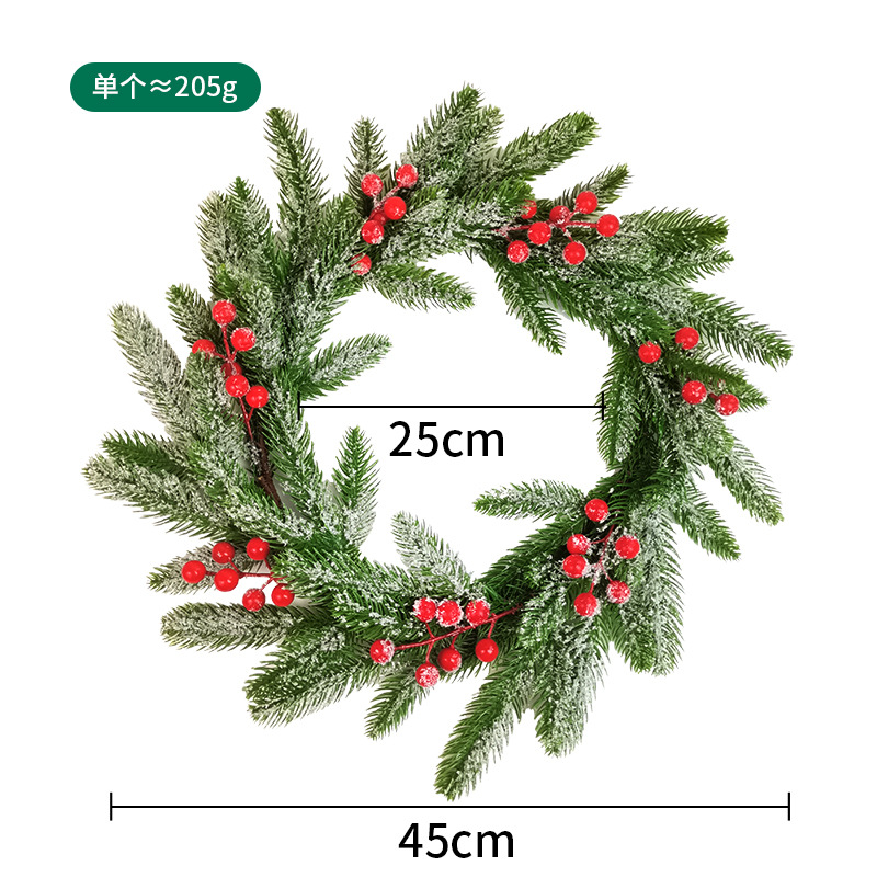 Adornos navideños, guirnaldas de piñas, flores decorativas de bolas rojas, puertas de guirnaldas de agujas de pino de alta gama, adornos de guirnaldas