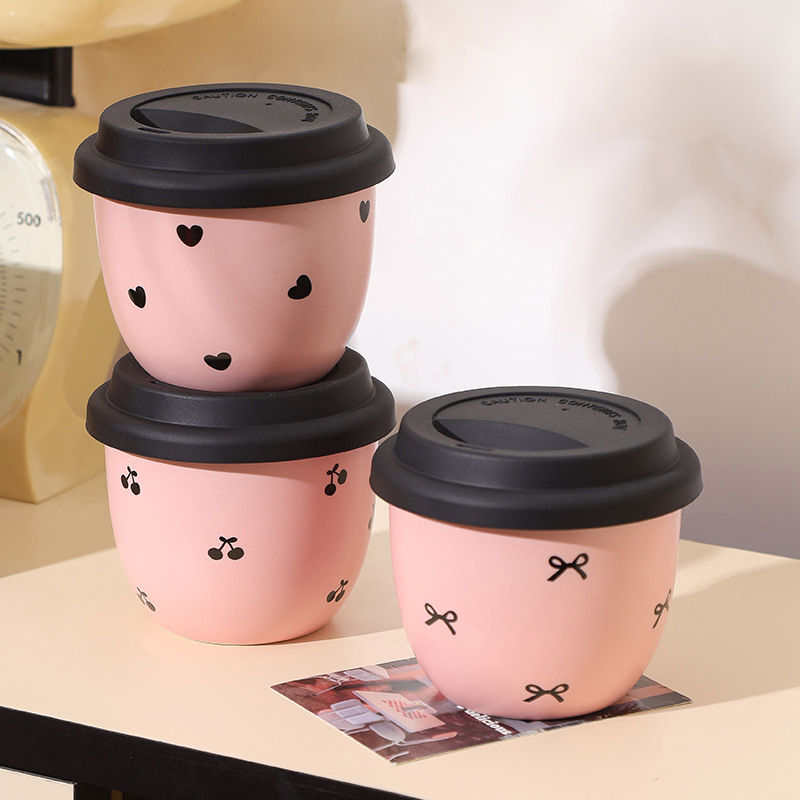 Taza de café con tapa de oficina pequeña taza doméstica de cerámica ins taza casual para dar a las chicas tazas lindas