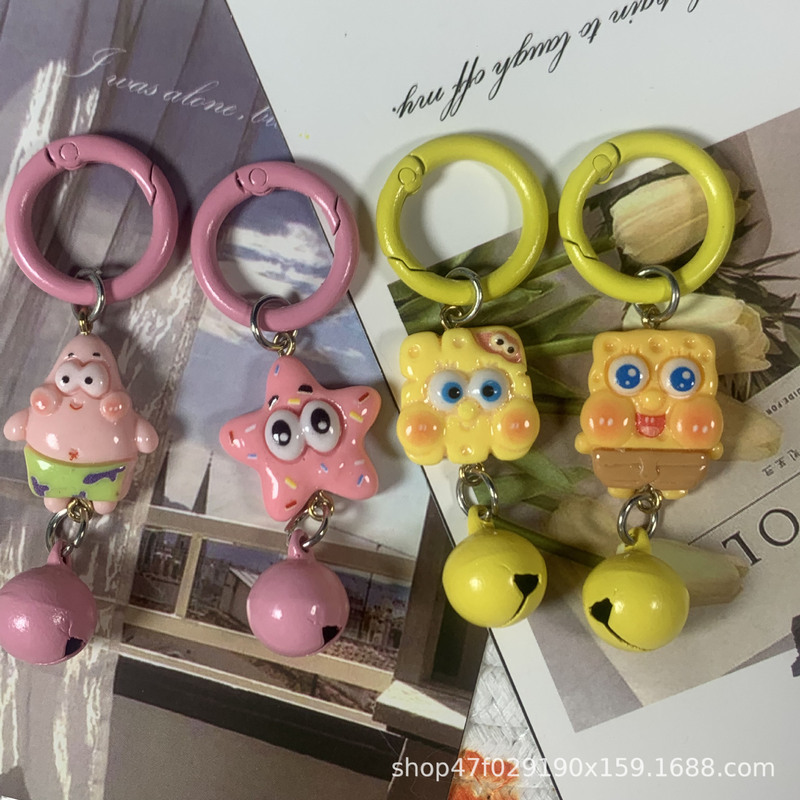 New Cartoon Medium Spongebob Pie Star Keychain Bell Resin Pendant Girls Bag Accessories Gift New Cartoon Medium Spongebob Pie Star Keychain Bell Resin Pendant Girls Bag Accessories Gift