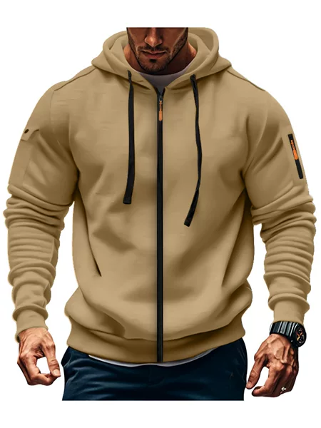 2025 Cross-border Spring and Autumn Men's Sweatshirt Hoodie Zipper Multi-pocket Embroidered Pest Cardigan Sports Casual Sweatshirt