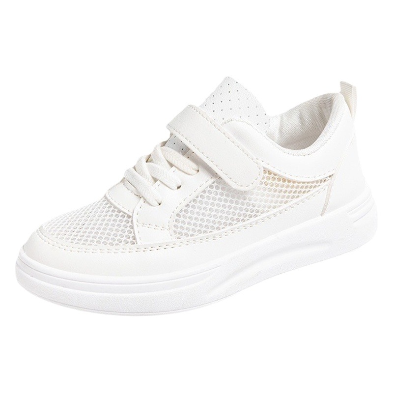 Zapatos blancos de los niños 2024 primavera y el verano nuevo solo malla transpirable zapatillas blancas niñas casual moda