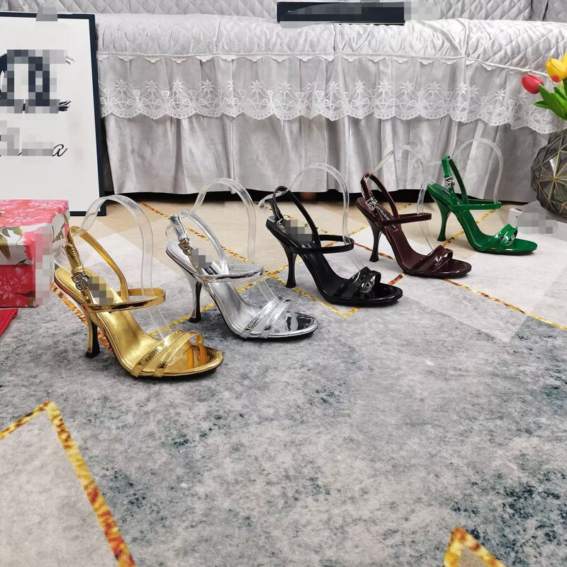 European and American New Style One-Strap Sandals, Feminine High-Heeled Shoes, Genuine Leather Open-Toe Sandals, High Heels Sandals
