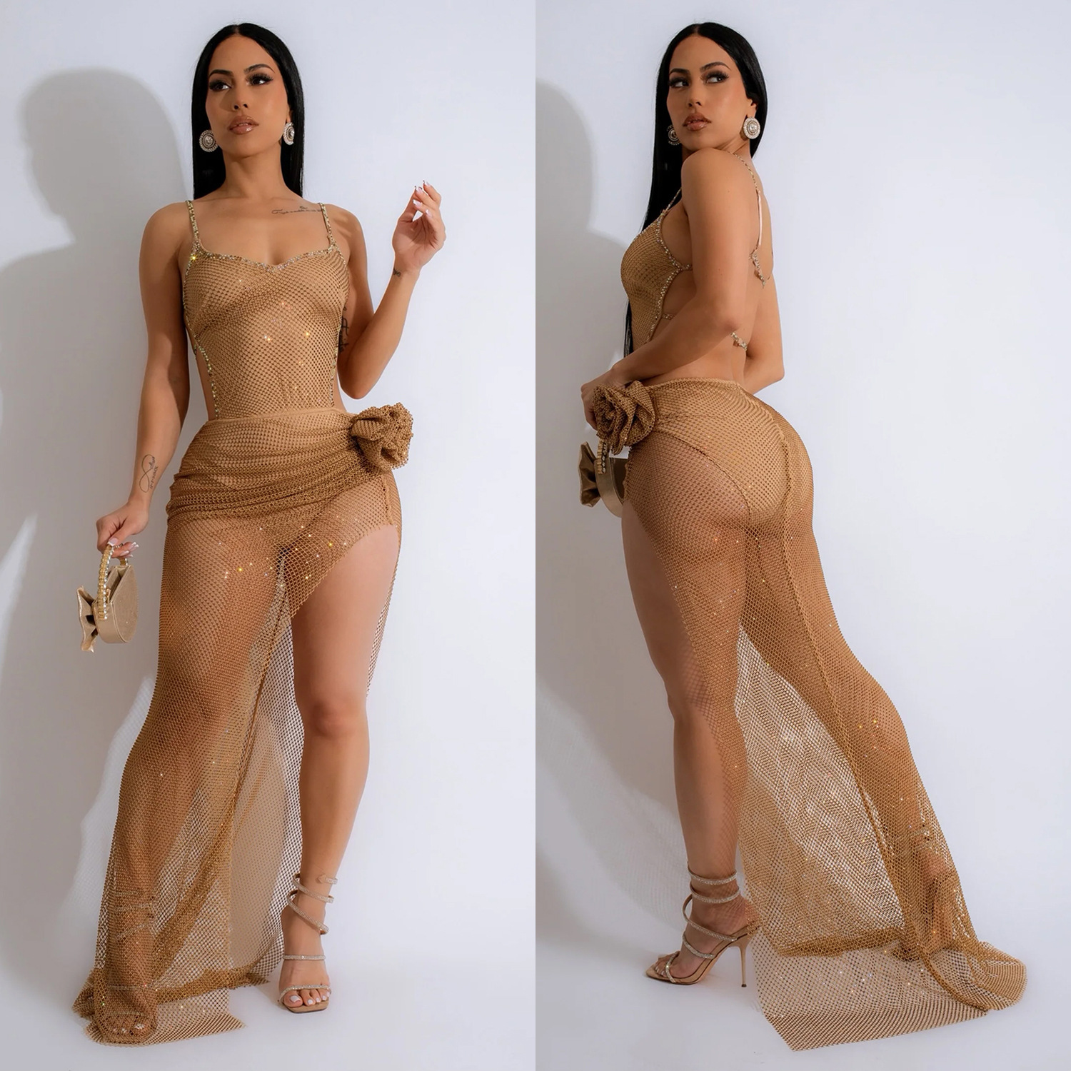 C6903 Aliexpress transfronterizo Amazon Europa y América ropa de moda de mujer de color sólido irregular vestido de mujer image 3