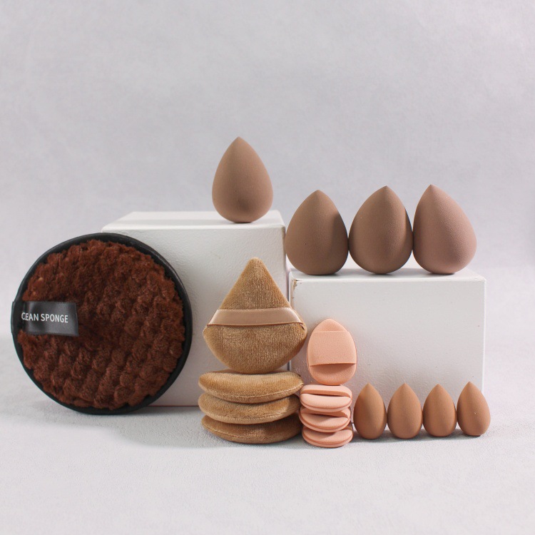 Coral veludo cabello banda de maquillaje huevo banda de cabello polvo de lavado de cara conjunto de lavado de cara polvo de algodón transfronterizo polvo de polvo image 20