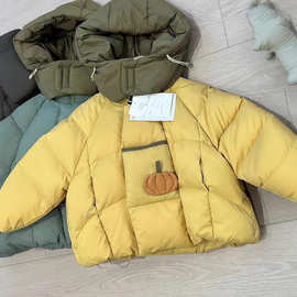 2024宝宝南瓜款羽绒服男女童保暖加厚白鸭绒连帽防寒儿童外套