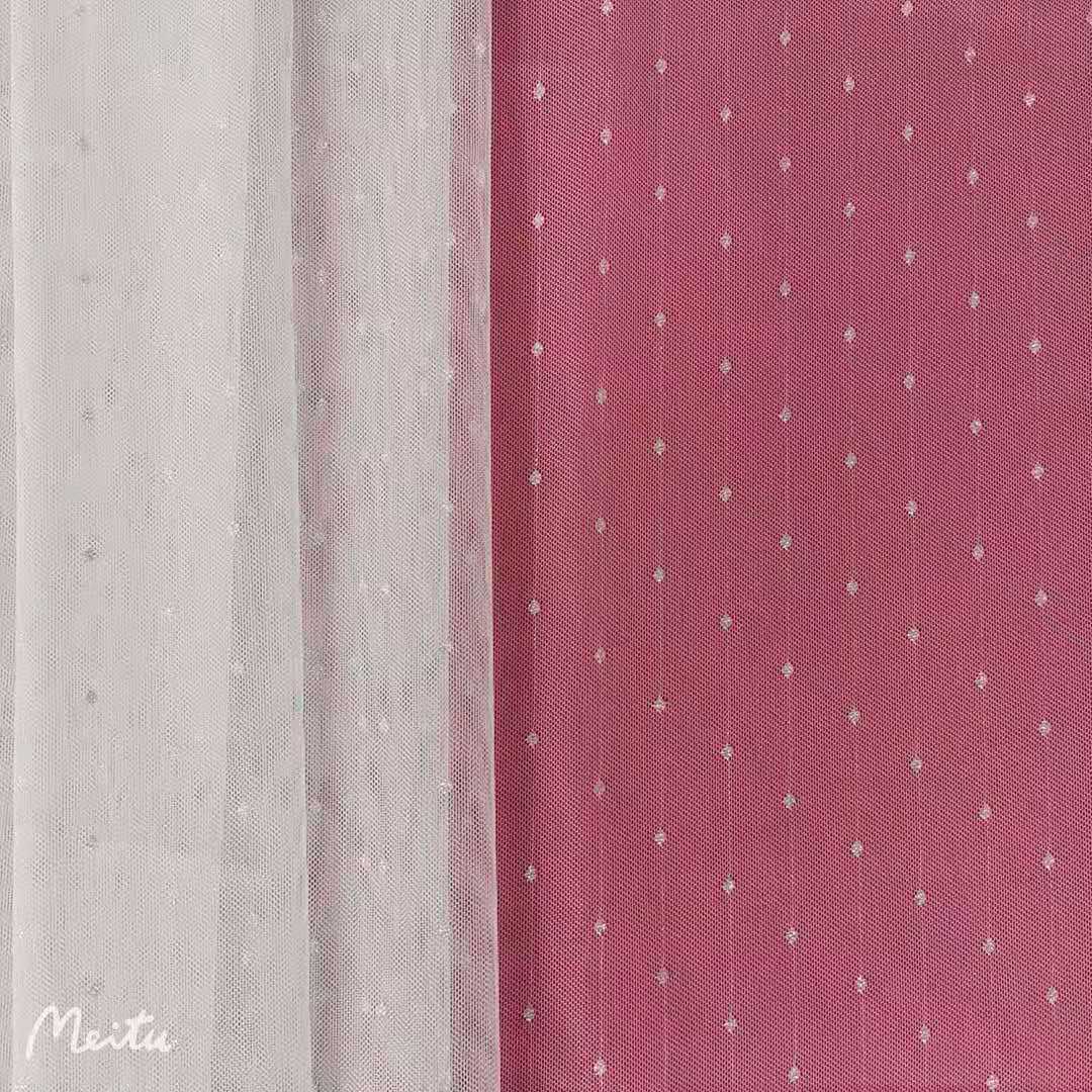 【厂家直销】新款无弹好品质0.3公分圆点串串银丝提花网纱 清新款