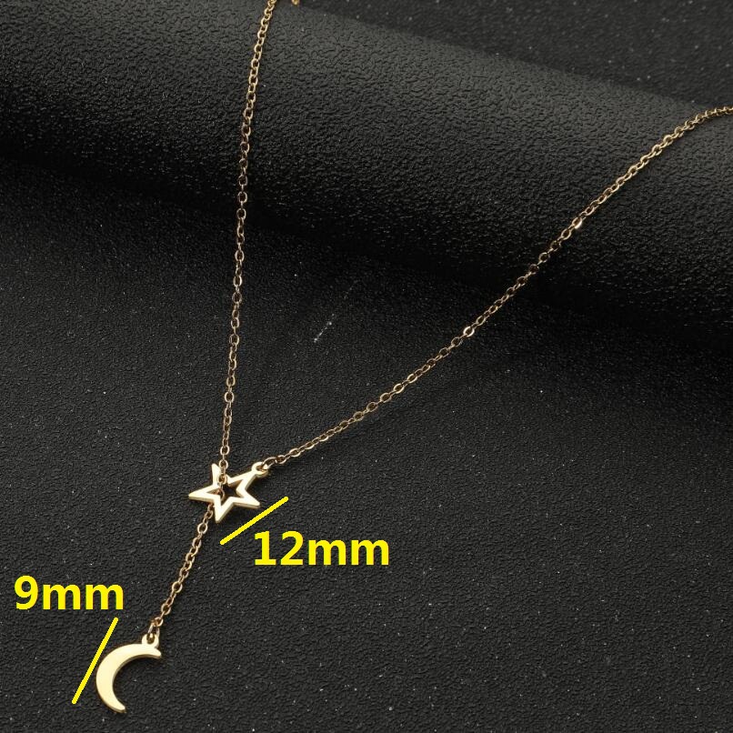 201 Stainless Steel Pendant Material Pendant Necklace Classification PVD Coated 18K Gold Real Gold Plated Star Moon 201 Stainless Steel Modern Style Simple Style Waterproof Non Tarnish 201 Stainless Steel Pendant Necklace