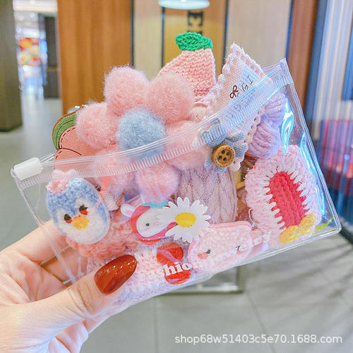 Korean Style Autumn/Winter Children Plush Hair Clips Cute Baby Short Hair Clips Headband Princess Girls Hair Accessories Cartoon Set