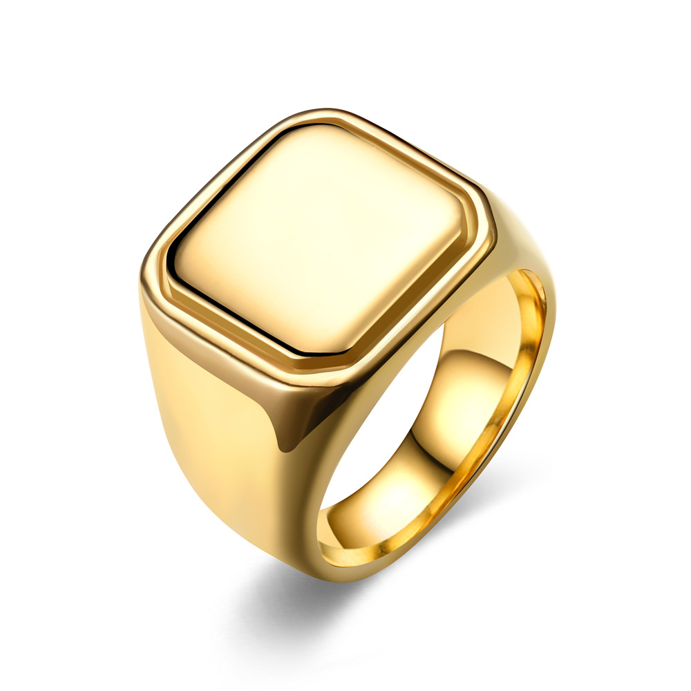 11, 6 Ring Size Retro Classic Style Geometric Customization Laser Engraving Titanium Steel Polishing Plating Men's Rings Men Band Rings