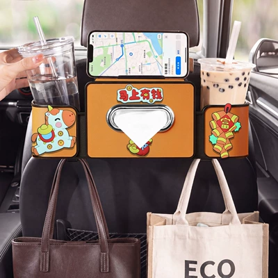 Car Seat Back Storage Box Car tissue box/set - make-money-immediately-seat-four-in-one-storage-box-4th-generation-orange