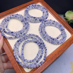 天然の青い線の石の多輪のブレスレットの青い絨毛の結晶の三輪の手の串の青い髪のブレスレットのブラジルの古い鉱の水晶のアクセサリーの卸売り