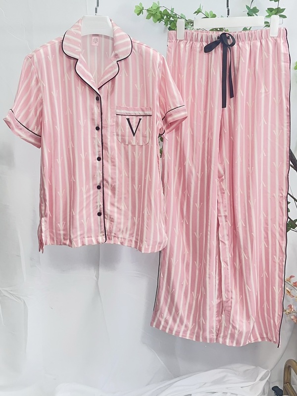 VS外国貿易維多密パジャマ女春夏タイプ半袖ズボン冷感天糸綿柔プリントルームウェアセット|undefined