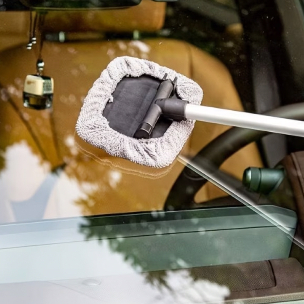 Cross-Border Labeling Square Car Windshield Defogging Cleaning Brush Factory Wholesale Microfiber Window Brush Set