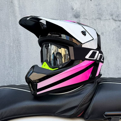 Motosiklet kaskı (dəbilqə): Safety Helmet for Men and - pink-stealth-orz-black-frame-silver-mirror-s