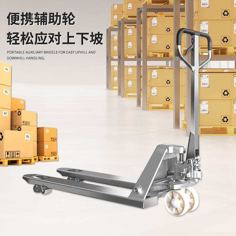 Fábrica de alimentos y medicamentos, almacenamiento en frío, productos acuáticos, paletas hidráulicas manuales de acero inoxidable 304, carretillas elevadoras galvanizadas