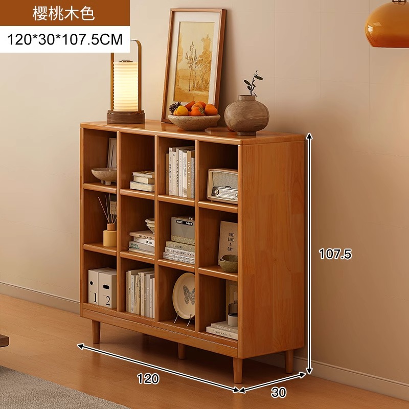 Estantería de madera maciza, cajones de piso a techo, armarios de sala de estar, armarios de rejilla combinados contra la pared, estantes de almacenamiento, estanterías cortas integradas