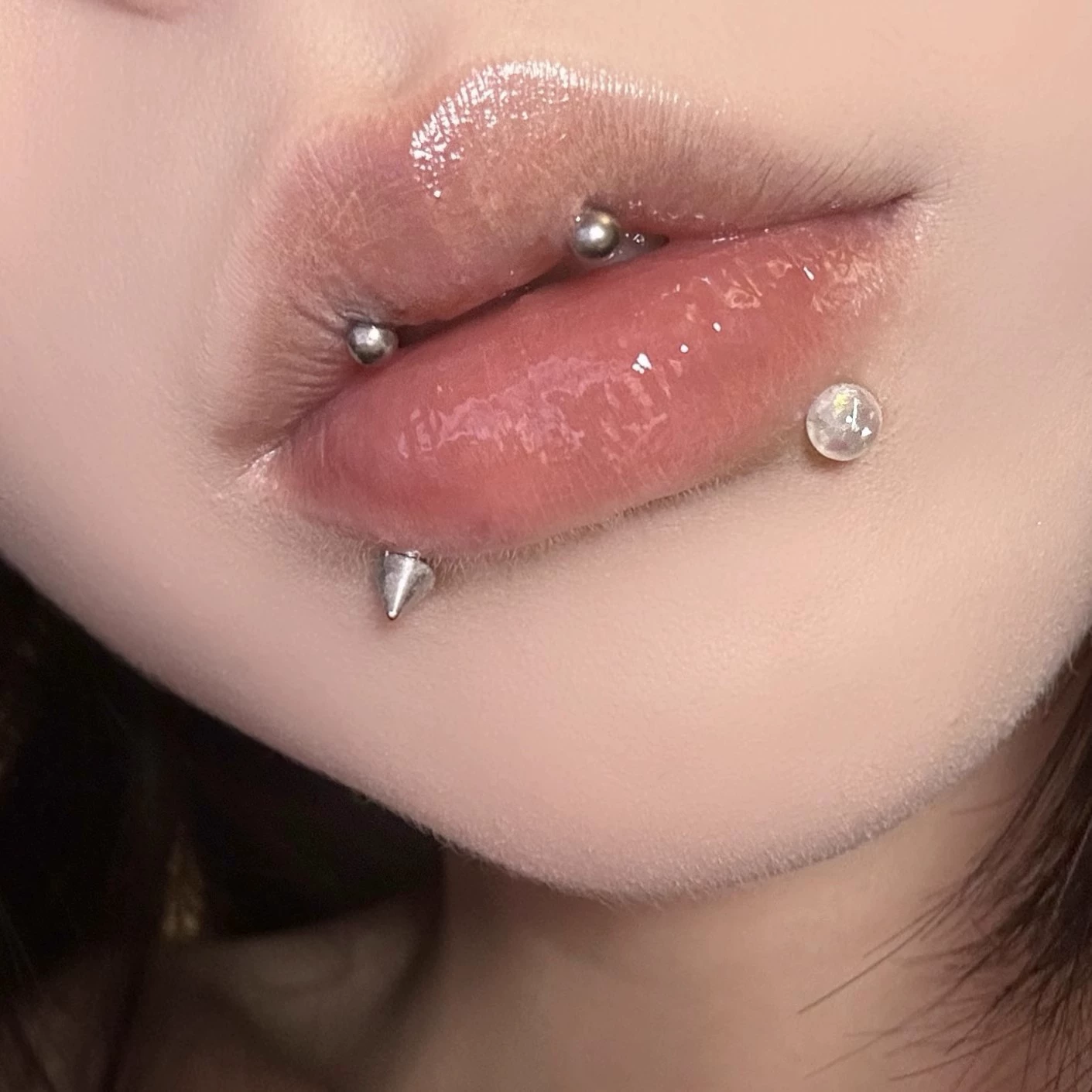 Акриловый пирсинг для губ из нержавеющей стали, ногтевые sequins, серьги