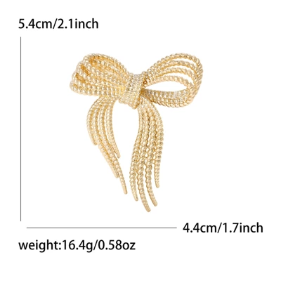 High-grade Elegant Alloy Enamel Hollow Rope Bow Brooch Exquisite Women's Clothing Corsage Jewelry Pin (Yaxa sancaqları) - gold-5000-gd