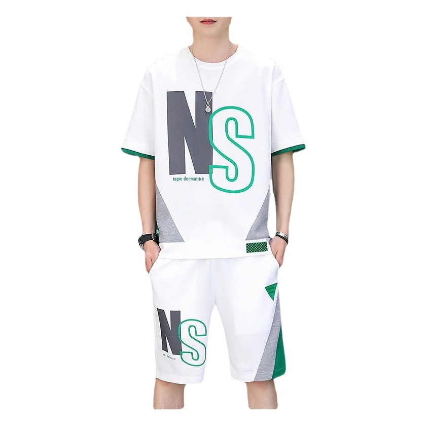 Camiseta de manga corta verano de los hombres nuevos deportes juveniles traje de moda casual pantalones cortos juventud verano desgaste Comercio exterior