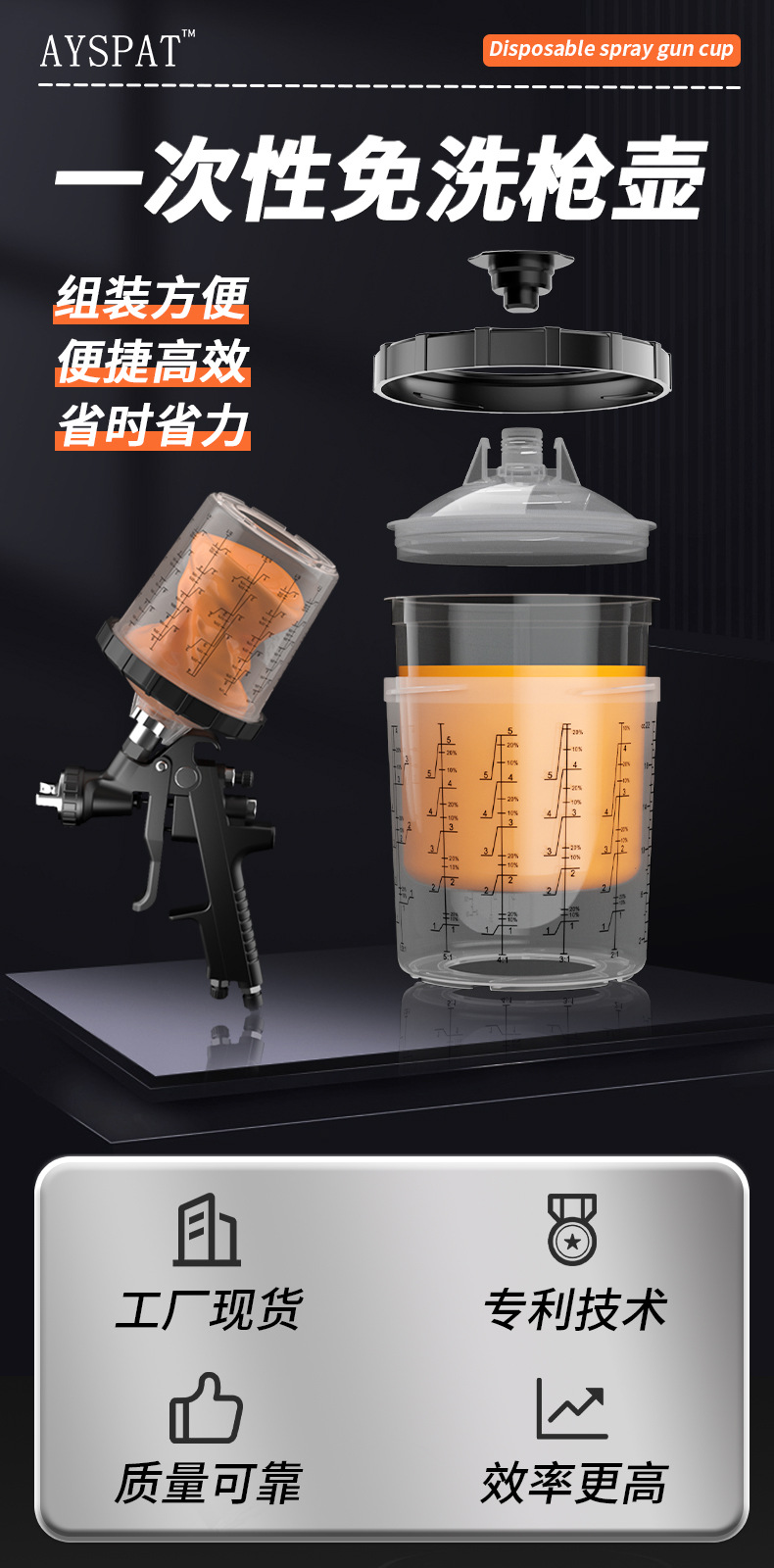 Wholesale 1.1 Model 650ml Paint Mixing Cup, No-Clean Spray Bottle, Disposable Spray Gun Cup with Scale
