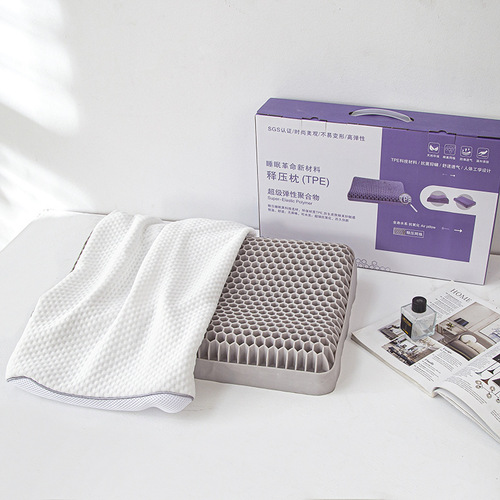 Source manufacturer high-end adult summer air-conditioned pillow pectin pillow pure TPE breathable silicone cervical vertebra pillow core