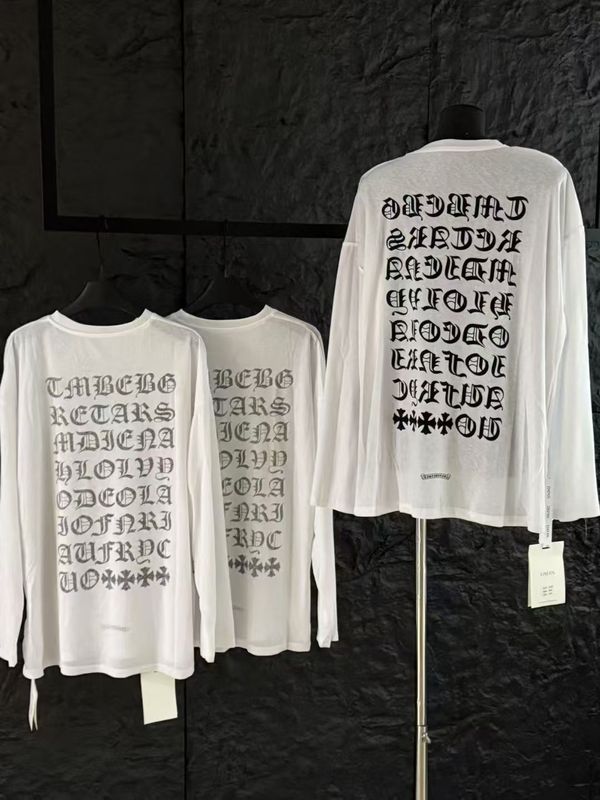 高版本~新款CH克罗伈设计感男女同款圆领上衣梵文印花字母长袖T恤|undefined