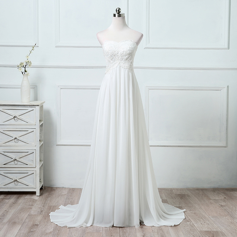 El Comercio exterior europeo y americano Amazon AliExpress deseo elegante vestido de novia tubo superior largo adelgazamiento simple vestido de novia image 1