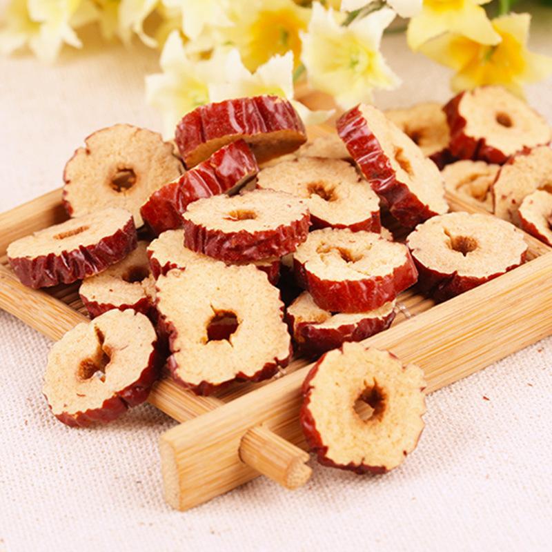 Wholesale distribution of Xinjiang jujube rings, 500g of Ruqiang ash jujube dry, for cooking porridge and making fruit tea with jujube slices, dried jujube rings.