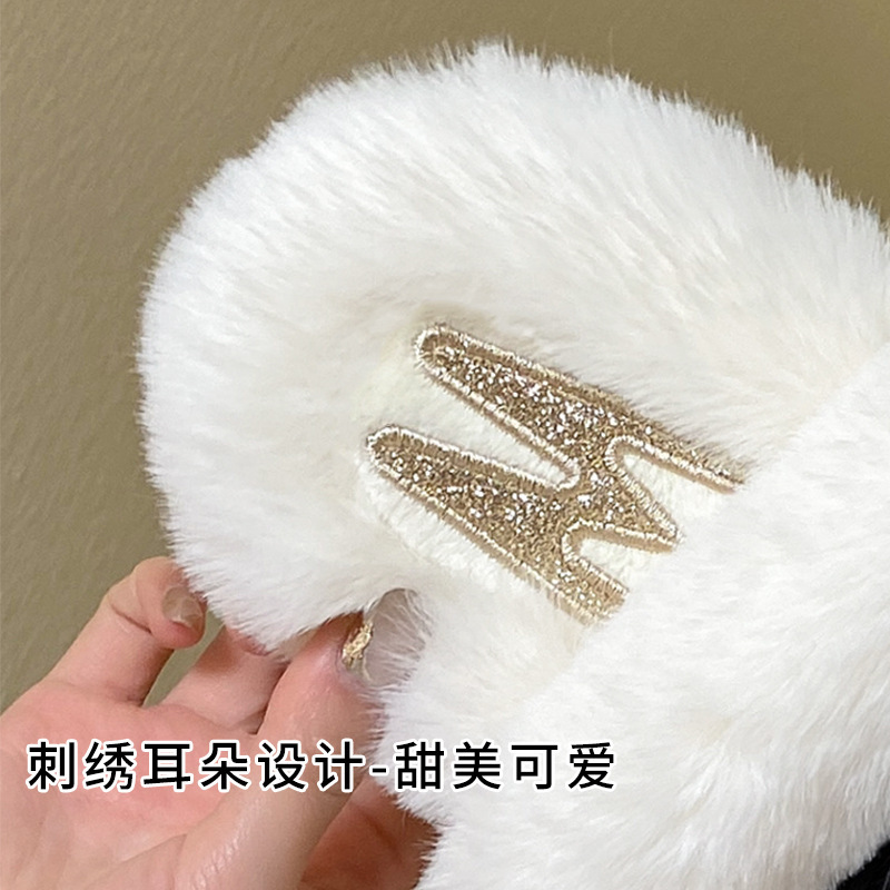 小熊帽子围巾三件套一体冬季骑车保暖围脖护耳毛绒帽兔毛加厚保暖|undefined