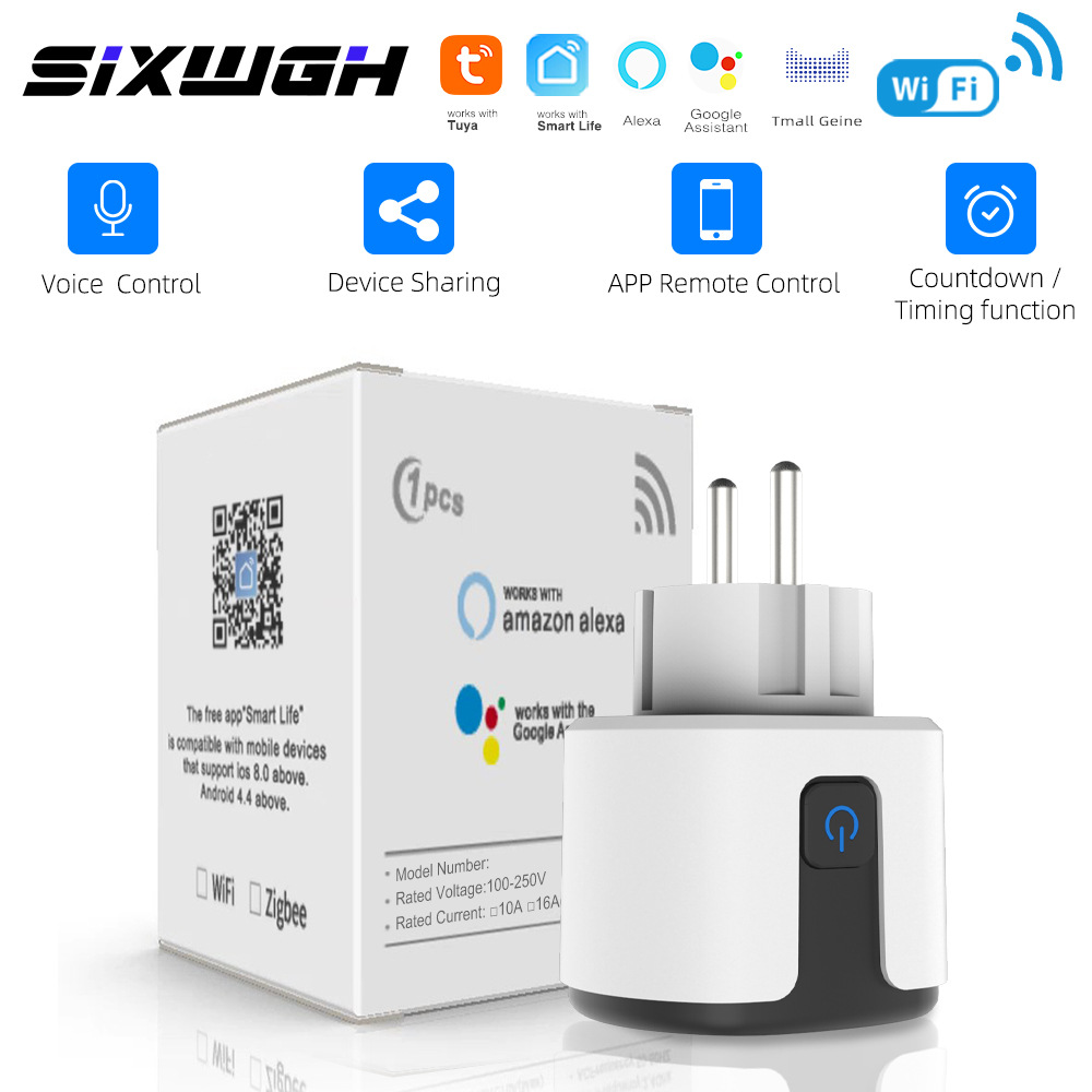 Smart WiFi Plug for EU Regulations, Universal Cross-border Custom Mold Product, Scribe App with Power Metering, Alexa Voice Control
